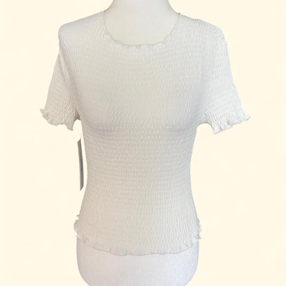 Princess Polly White Palm Reader Shirred Top NWT